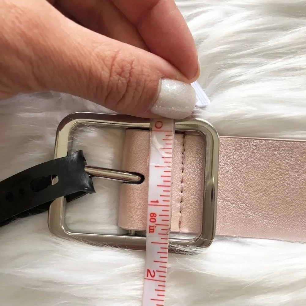 NWT blush metallic iNC faux leather womens LG belt